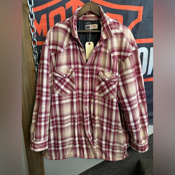 Vintage Big Mac Flannel Quilt Lined Pearl Snap Shacket Shirt Jacket Mens 2XLT - Picture 1 of 14